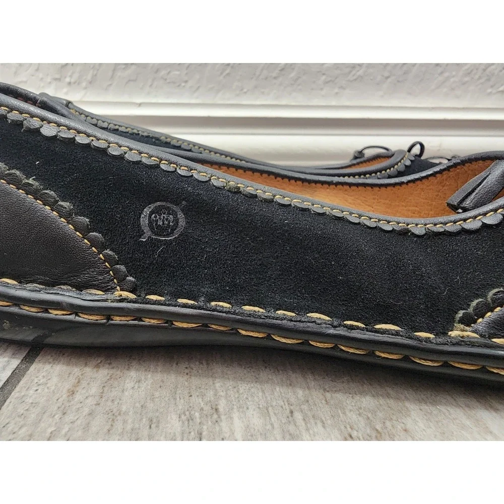 Born Mindy Slip On Comfort Loafer Black Leather Buckle Witchy  Flats Size 6.5M